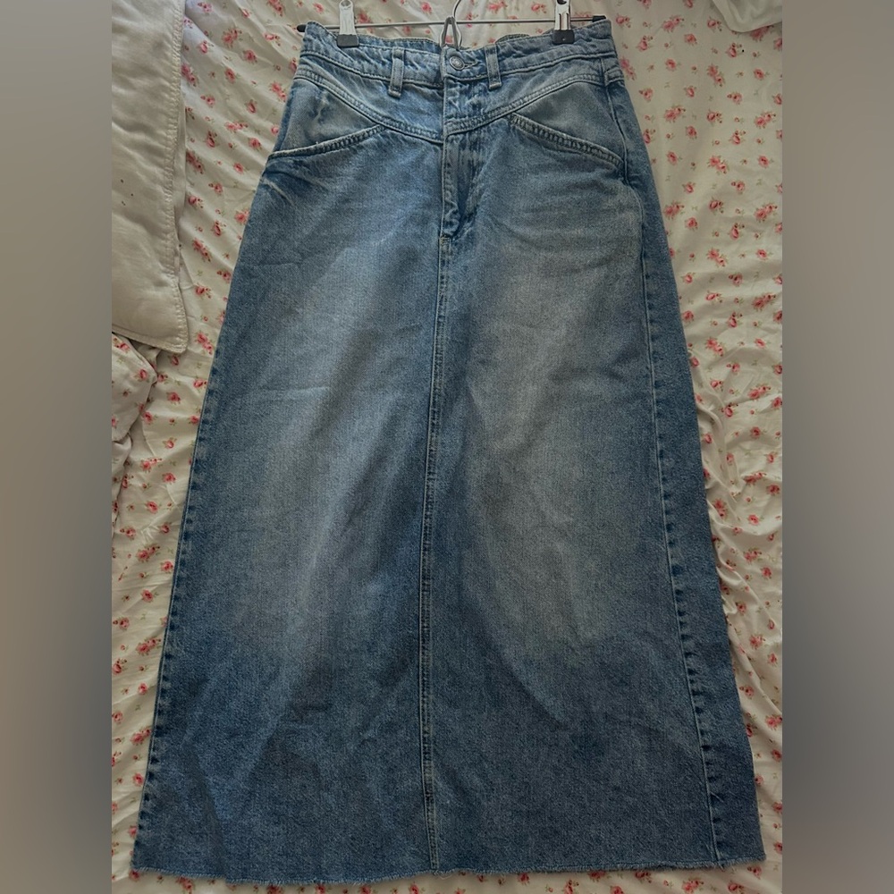 Free people maxi denim skirt
